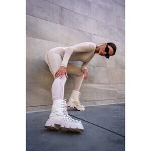 Azalea Wang Pearl Embellished Platform Combat Boots Sz 6 Y2K diamond NEW